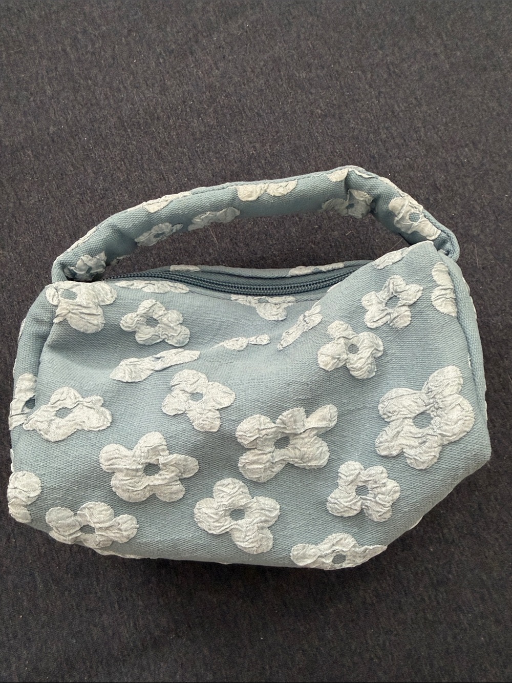 Light Blue Floral Embroidered Handbag